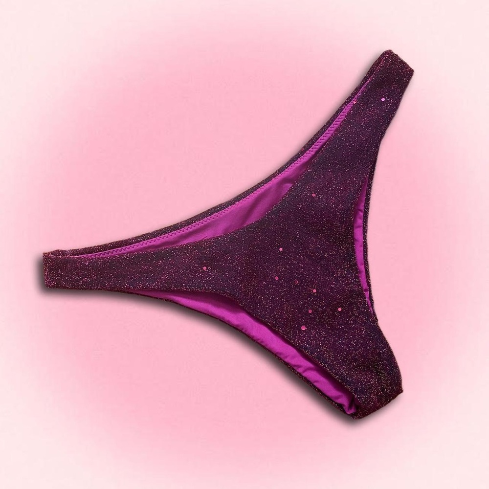 Plum Purple Sparkly Cheeky Bikini Bottoms